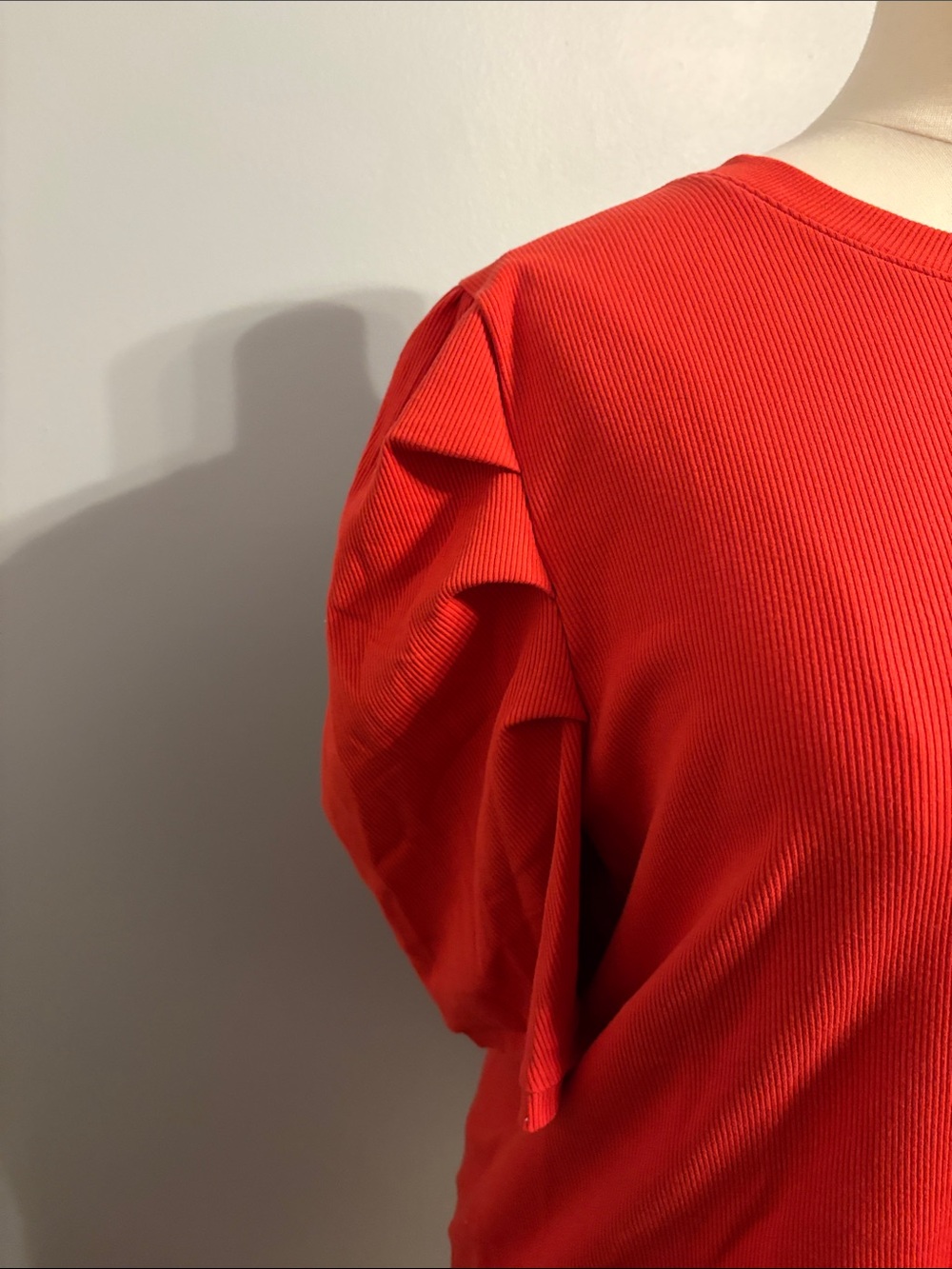 torrid Red Short Puffed sleeve ribbed shirt sleeve blouse. Size 4 - Picture 7 of 8